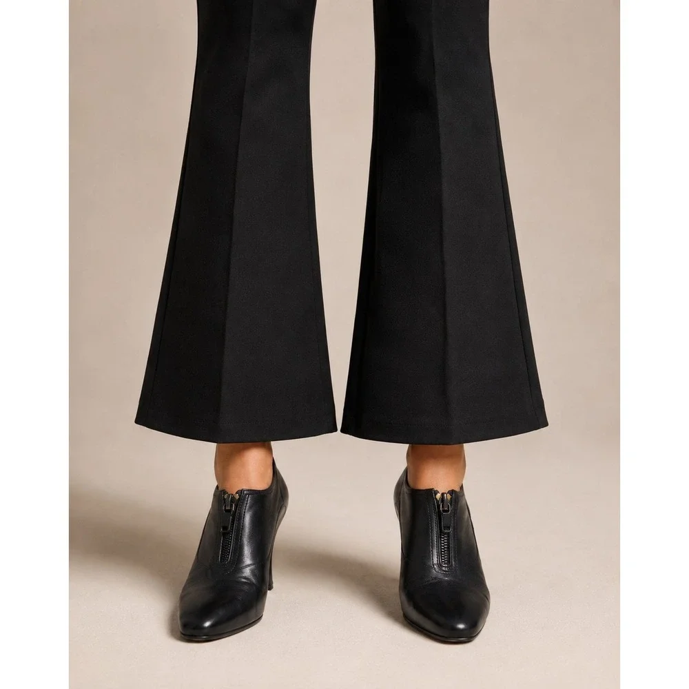 Vintage Martinez Valero Black Leather Front Zip Pumps Heels Spain 80s 90s7.5 B